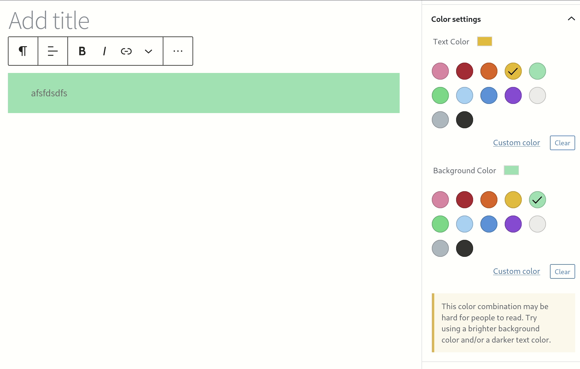 Custom text color in blocks is broken in editor customizer styles not