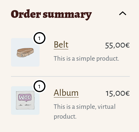 Order summary screenshot