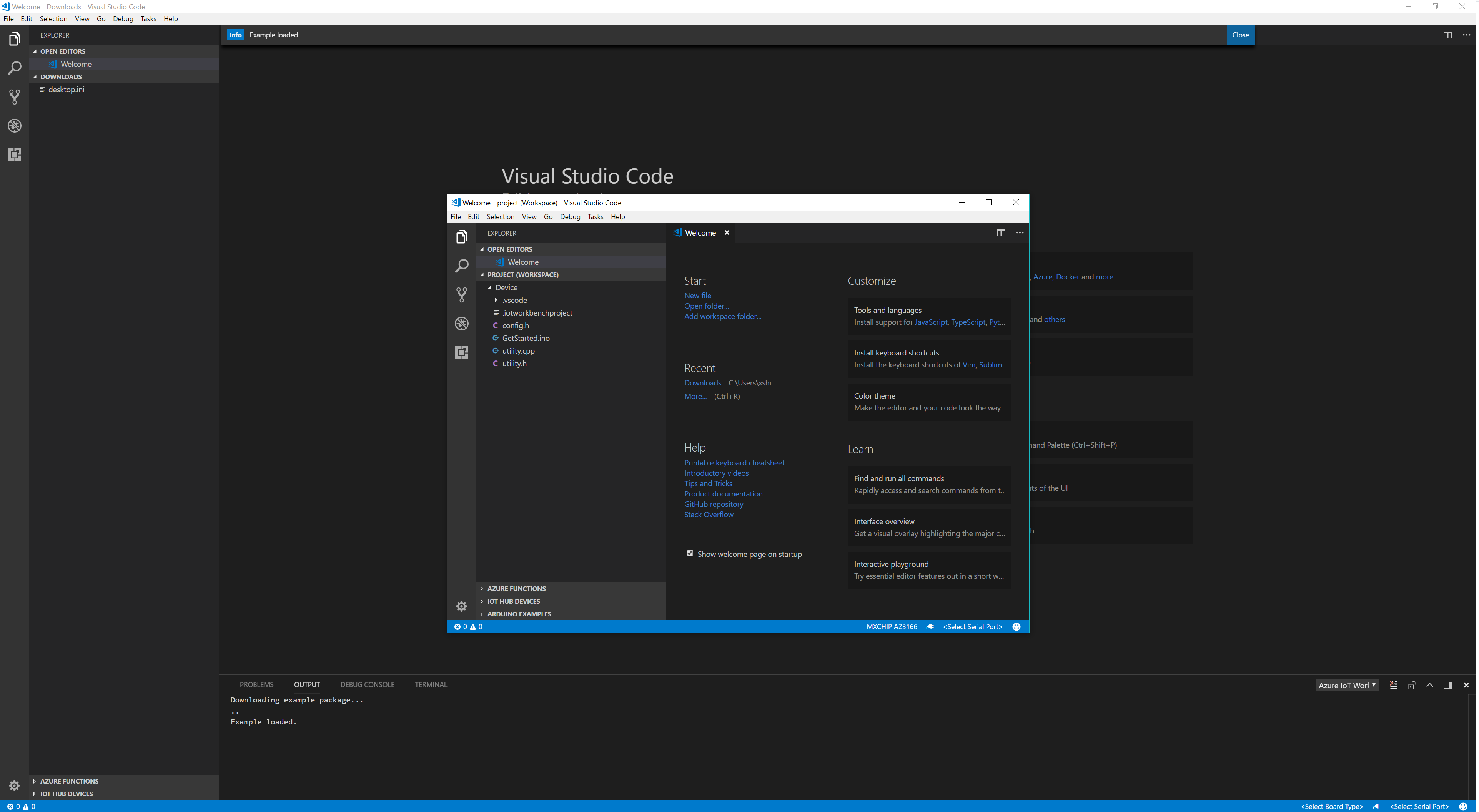 New VSCode window opened after select target folder to create a new ...