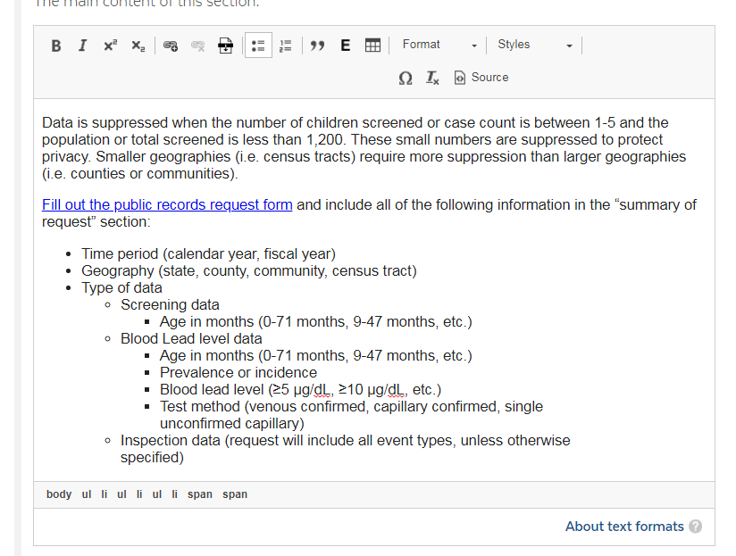 bulleted list in webpage editor