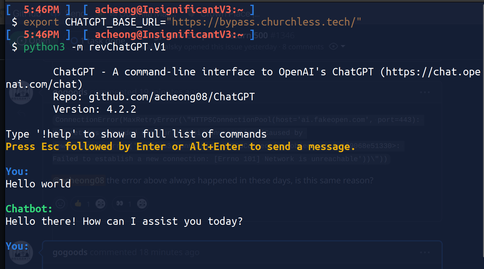 [Bug] New endpoint return 500 · Issue 1346 · acheong08/ChatGPT · GitHub
