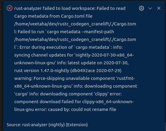 Failed to load workspace: synching channel updates · Issue #5661 · rust ...
