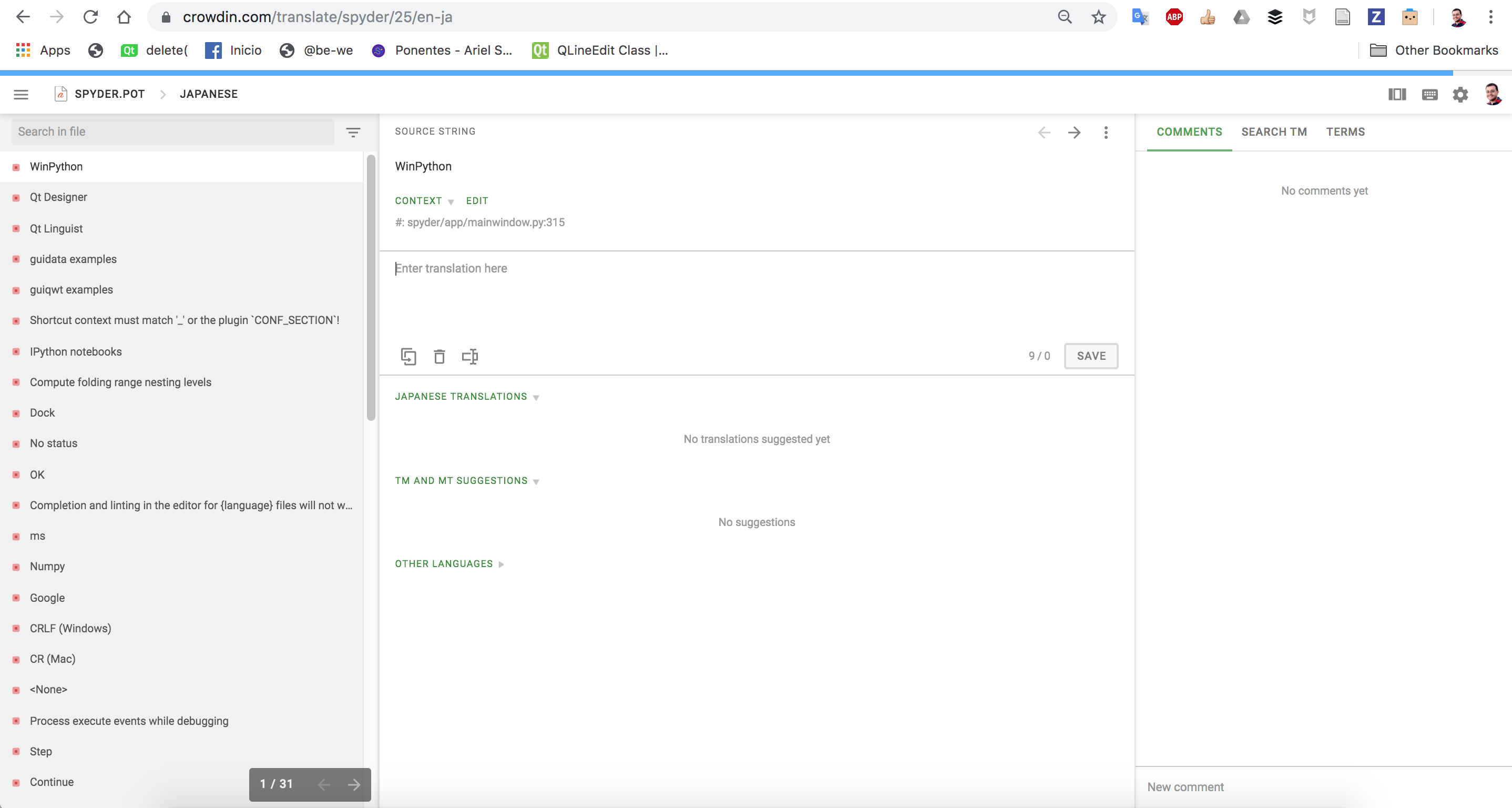Create/Update translations for Spyder and related projects with Crowdin
