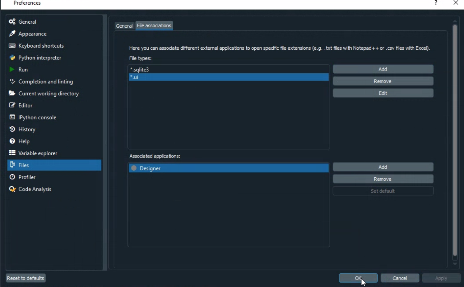 Scan conda environment for available executables and display in file association dialog · Issue