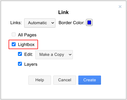 Publish URL — Lightbox checkbox isn't adding the same URL parameter ...
