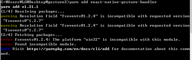 error fsevents@1.2.4: The platform "win32" is incompatible with this ...