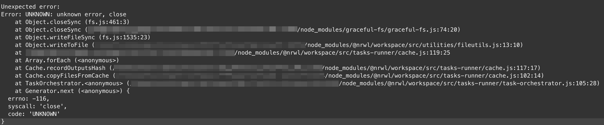 Failure to write cache hash makes task to exit with non 0 exit code (to