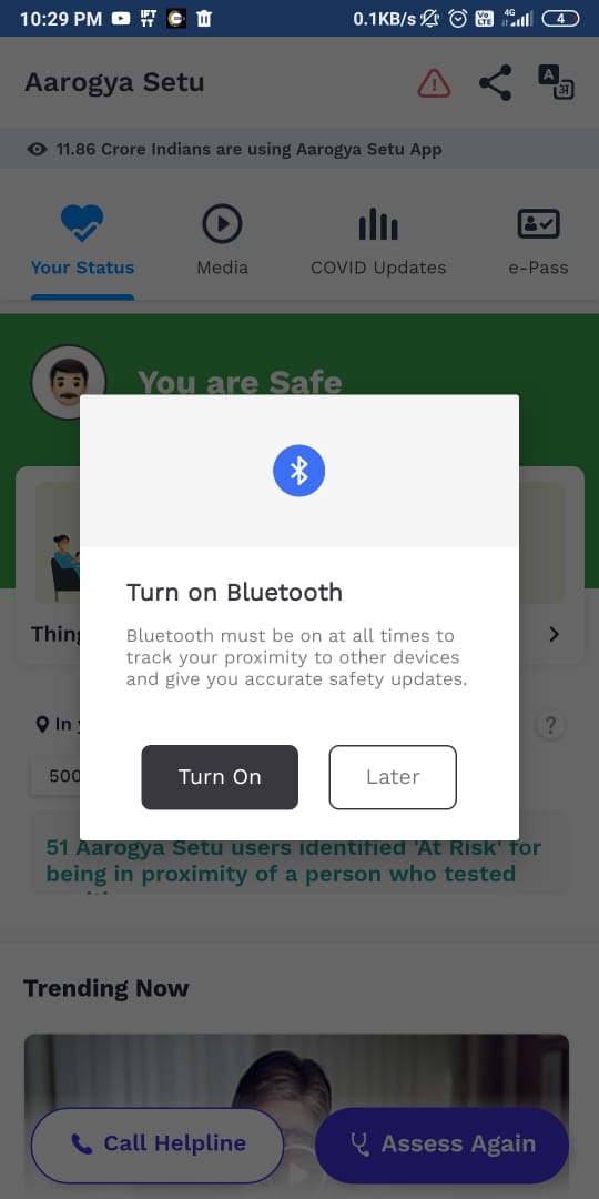 github fix arogya setu bluetooth