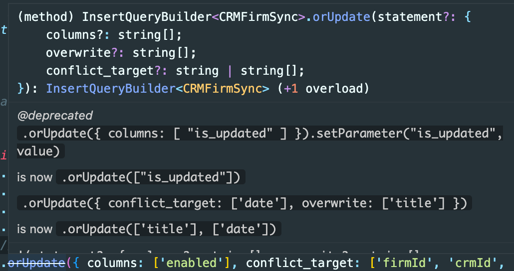Clarify Deprecation Or OrUpdate By Jacse Pull Request 8829 Typeorm 