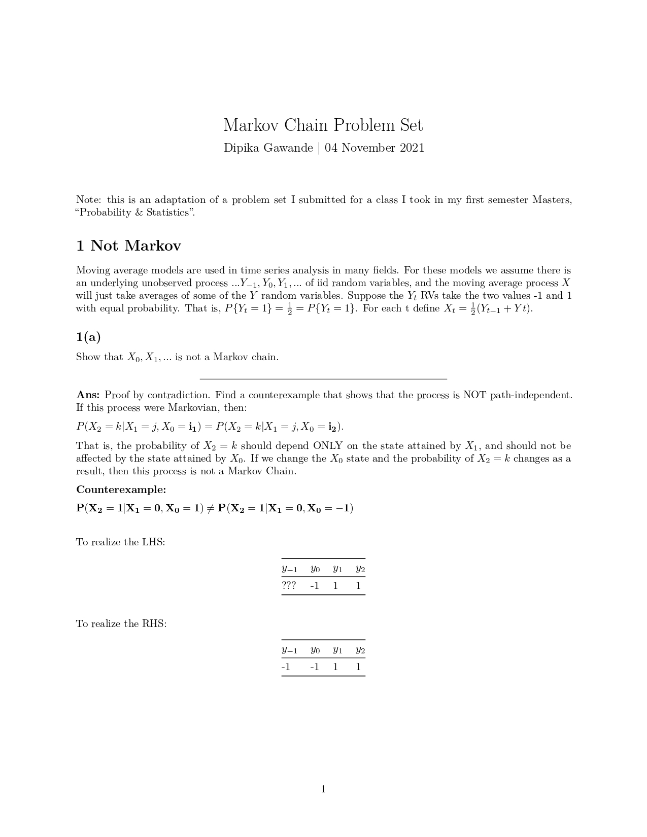 GitHub - dipikagawande/Markov-Chains: Exercises in deriving the ...