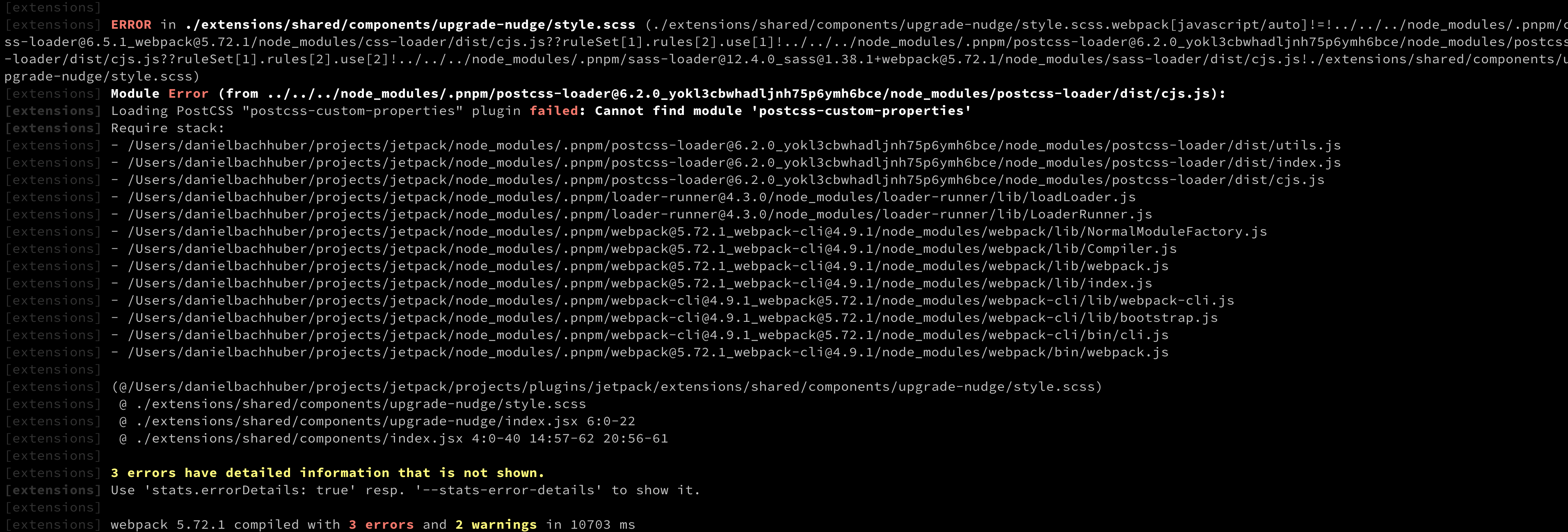 `jetpack watch` produces a bunch of error output · Issue #24714 ...