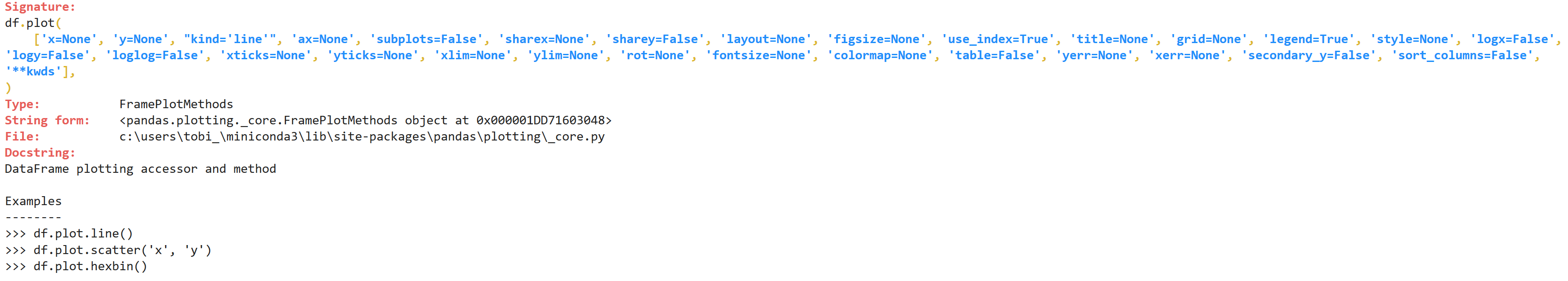 Pandas dataframe plot showing up as "CachedAccessor" · Issue #1810 ...
