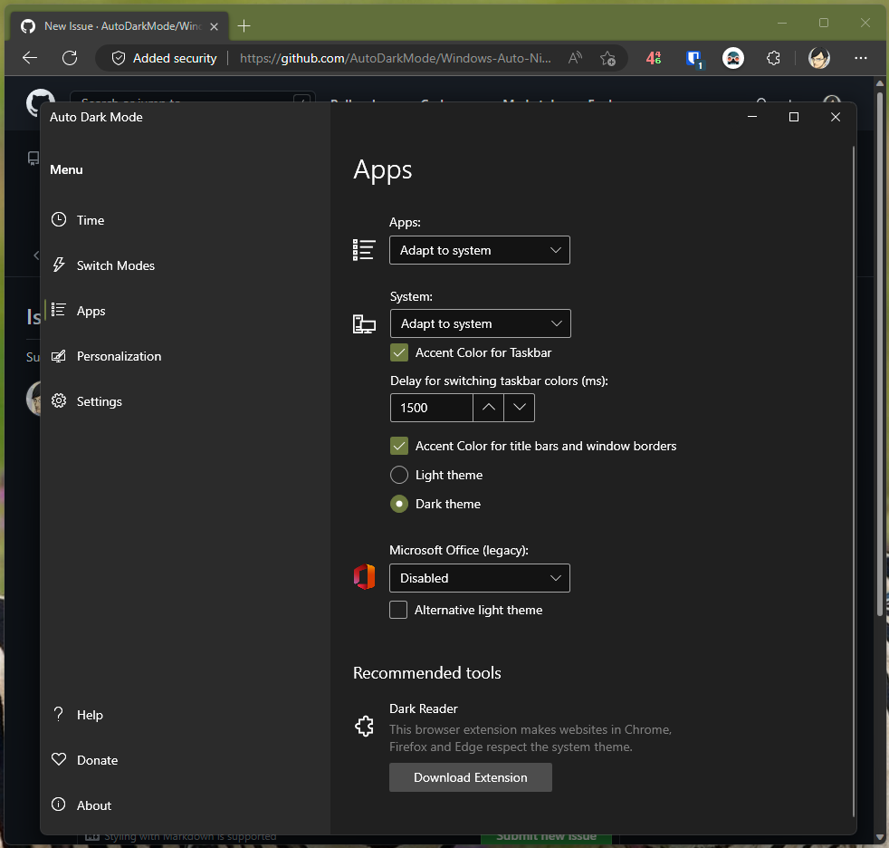 Auto mode for Accent Color for title bars and window borders · Issue