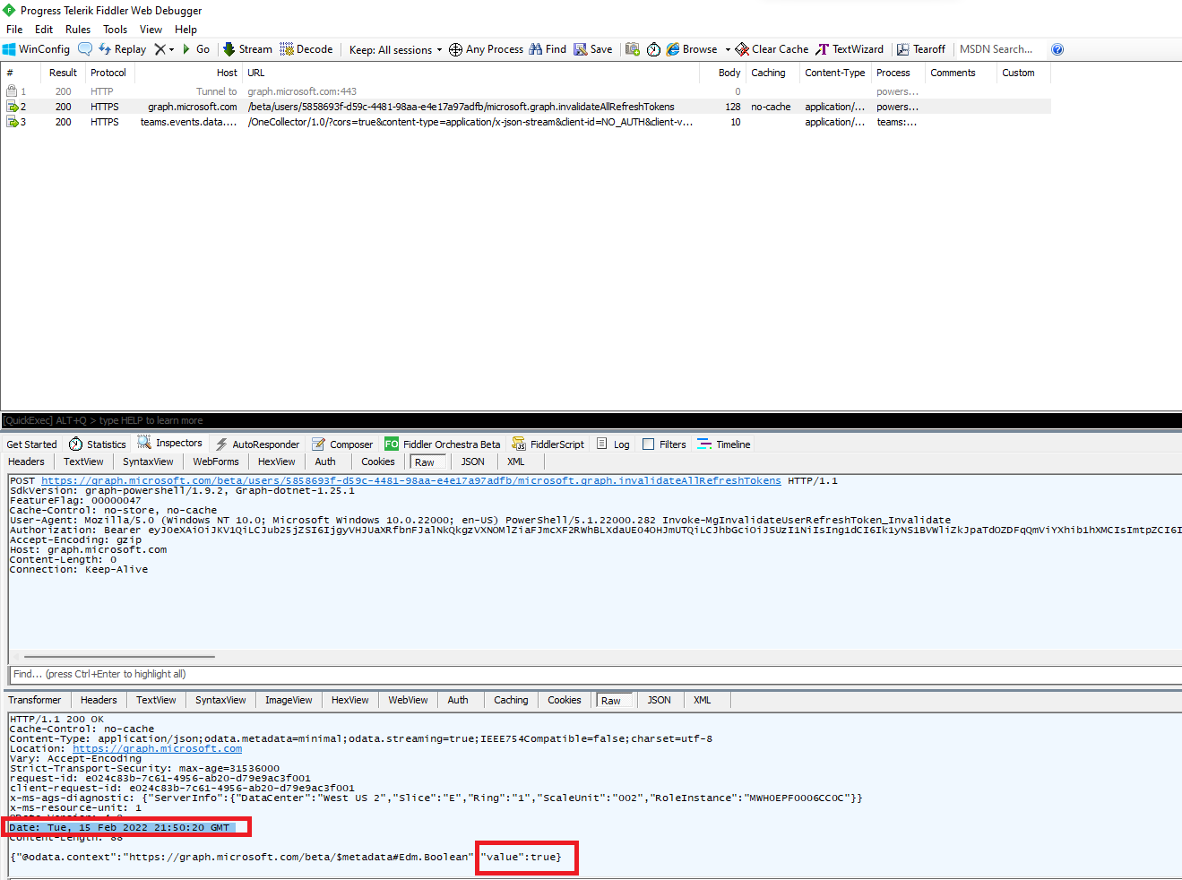 InvokeMgInvalidateUserRefreshToken throwing exception, although