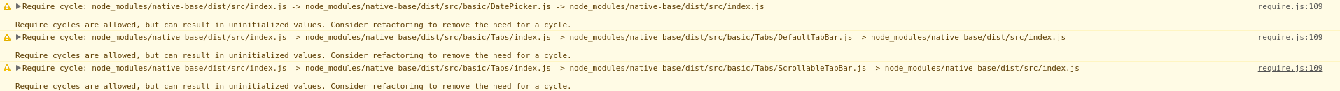 Warning: Require Cycle · Issue #2320 · GeekyAnts/NativeBase · GitHub