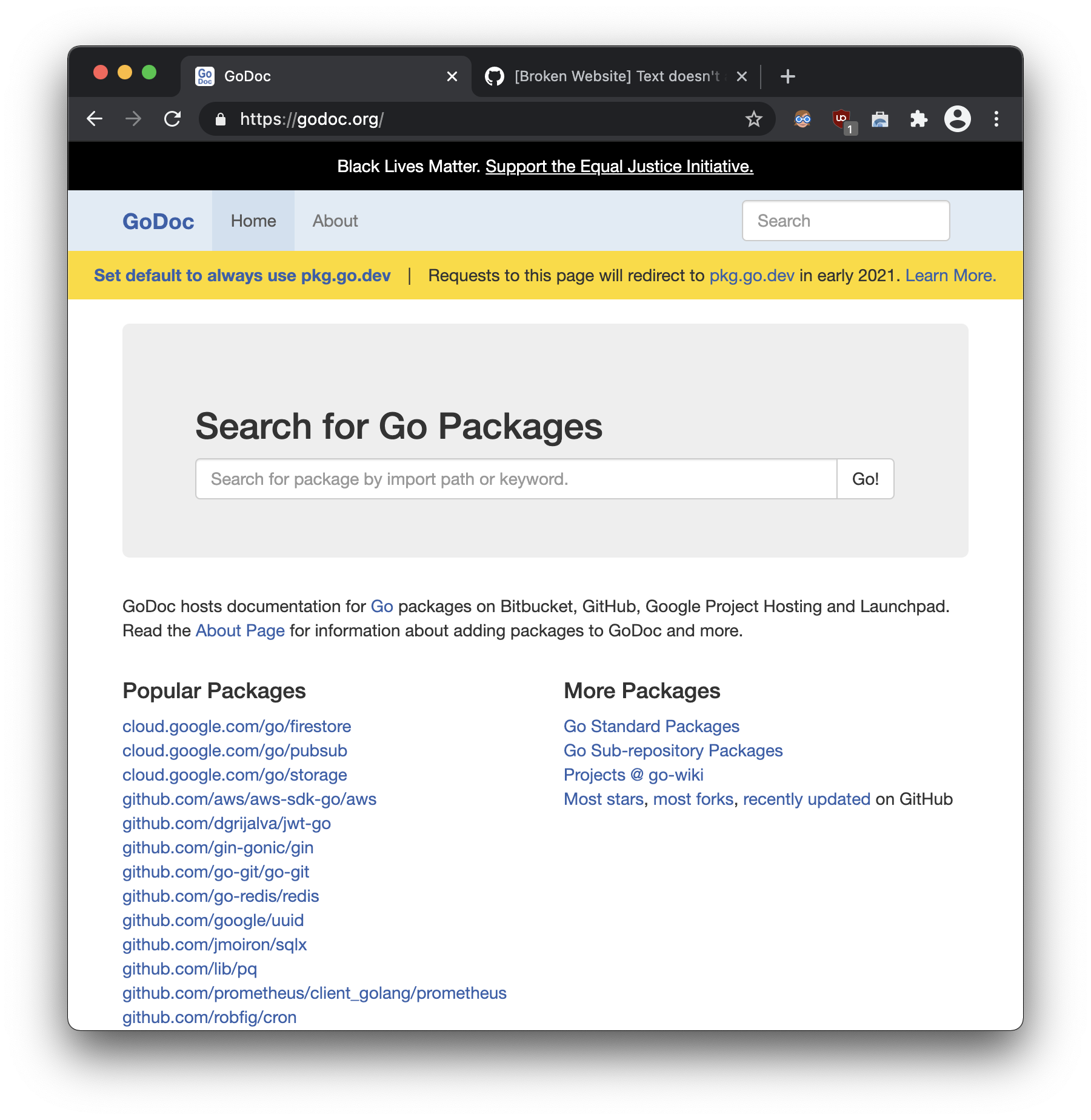 [Broken Website] godoc.org · Issue #4769 · darkreader/darkreader · GitHub