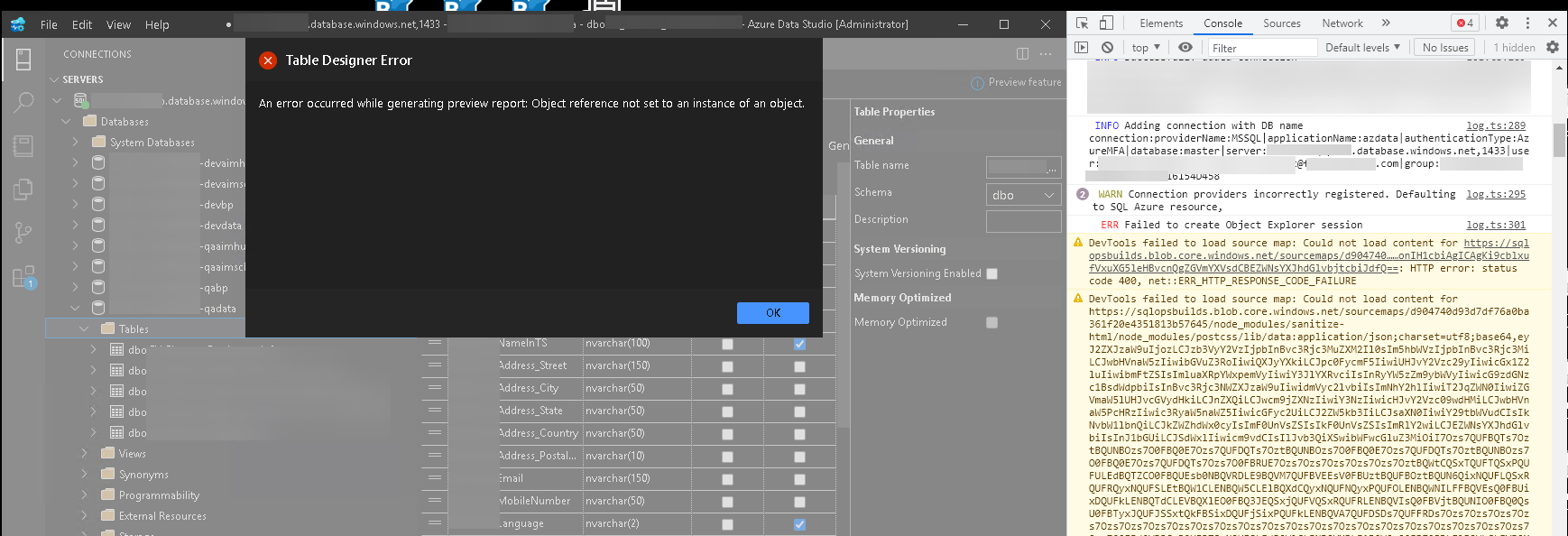 Table Design: Error on publish since 1.37 · Issue #19812 · microsoft ...