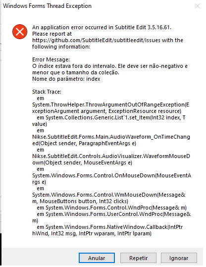 Subtitle Edit - Problems Seeking / Moving Audio Bar For Timing · Issue ...