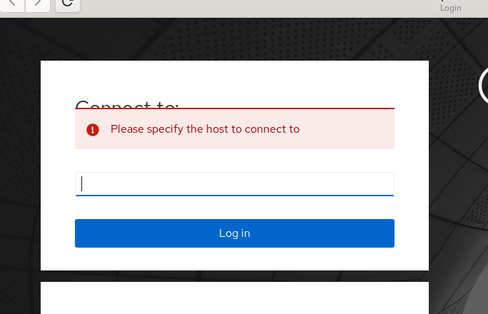 error messages displayed over "Connect to:" header in Cockpit Client ...