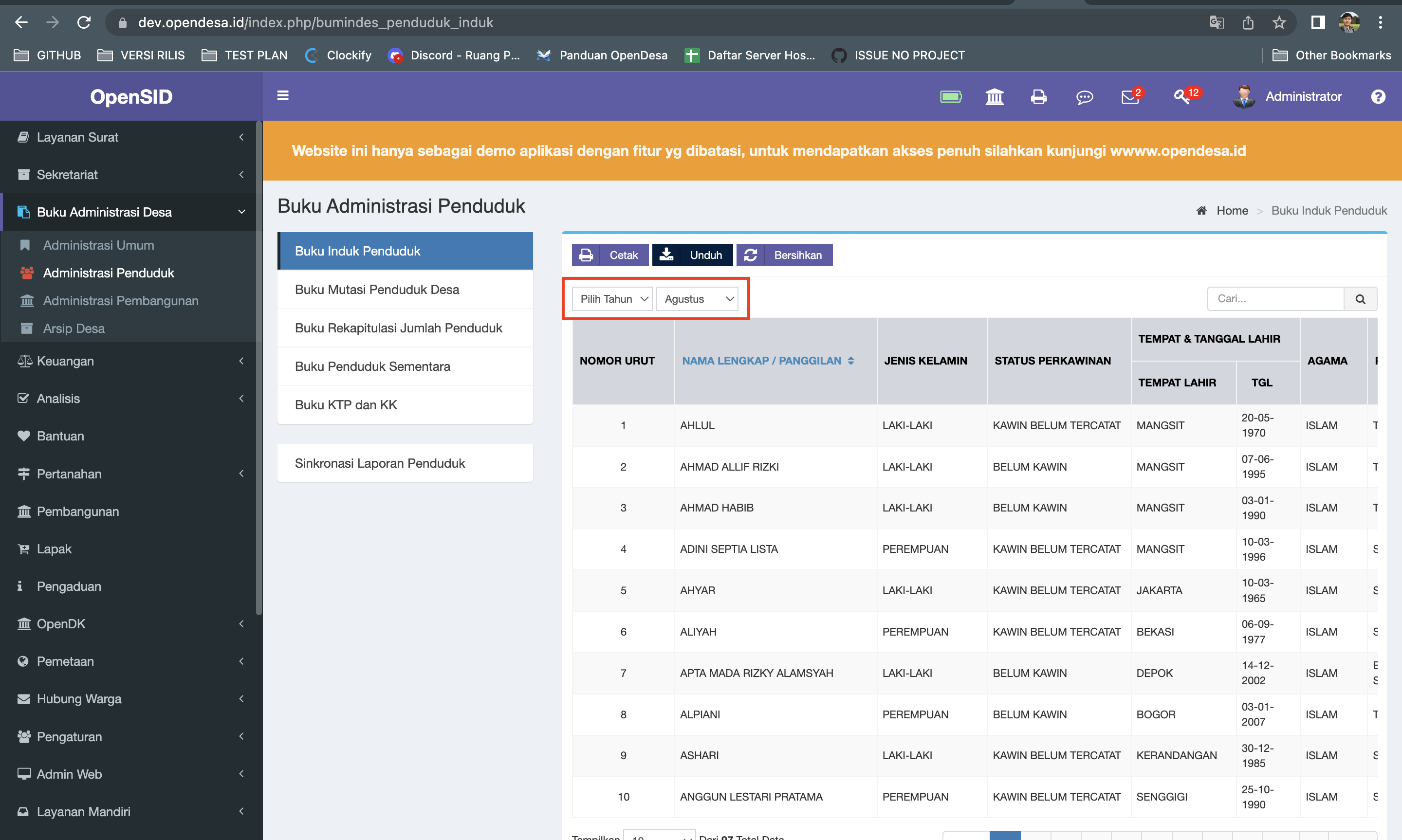 Bug/error: fitur filter buku induk penduduk tidak berfungsi · Issue ...