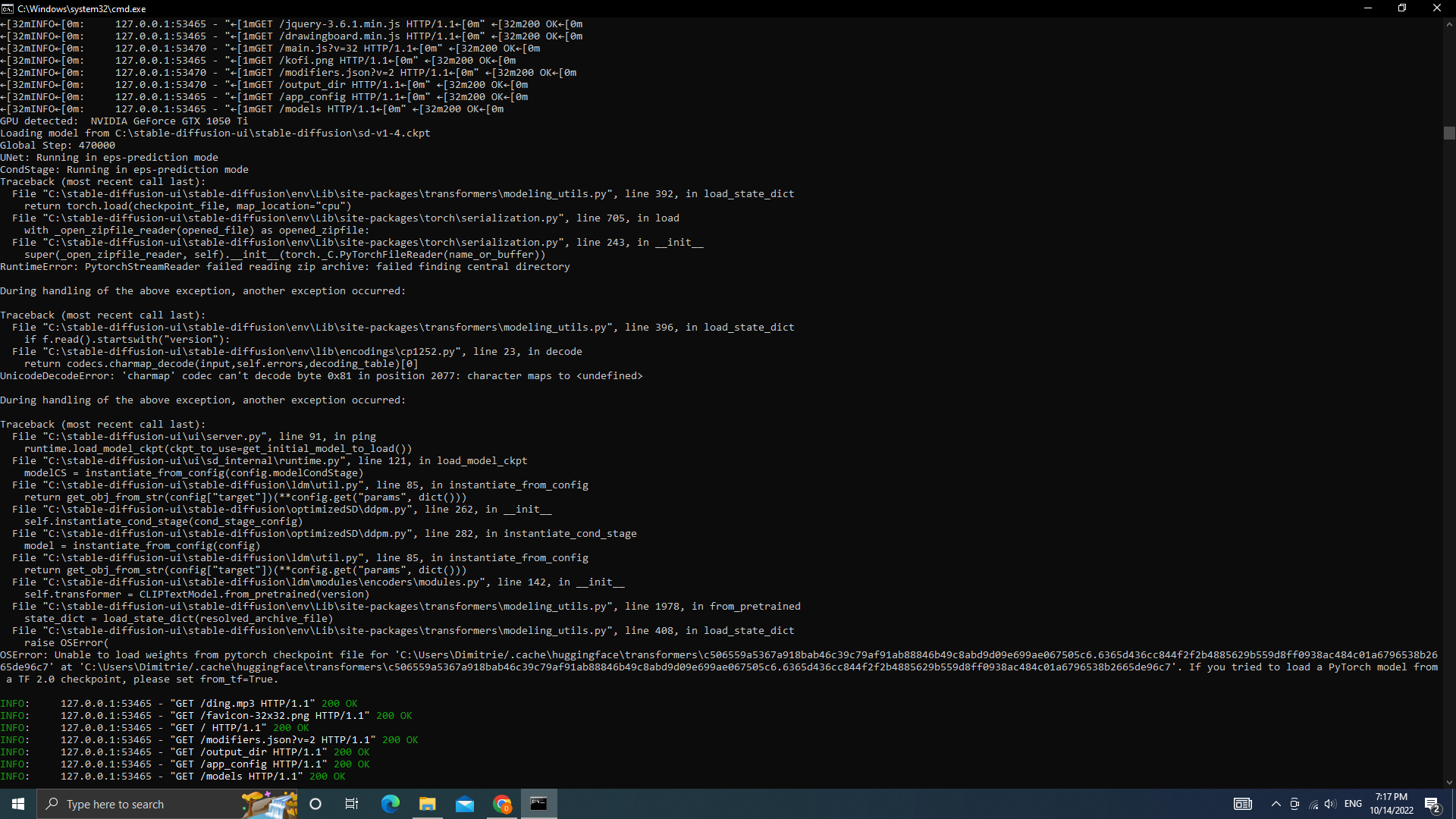 Error:Unable to load weights from pytorch · Issue #331 · easydiffusion ...