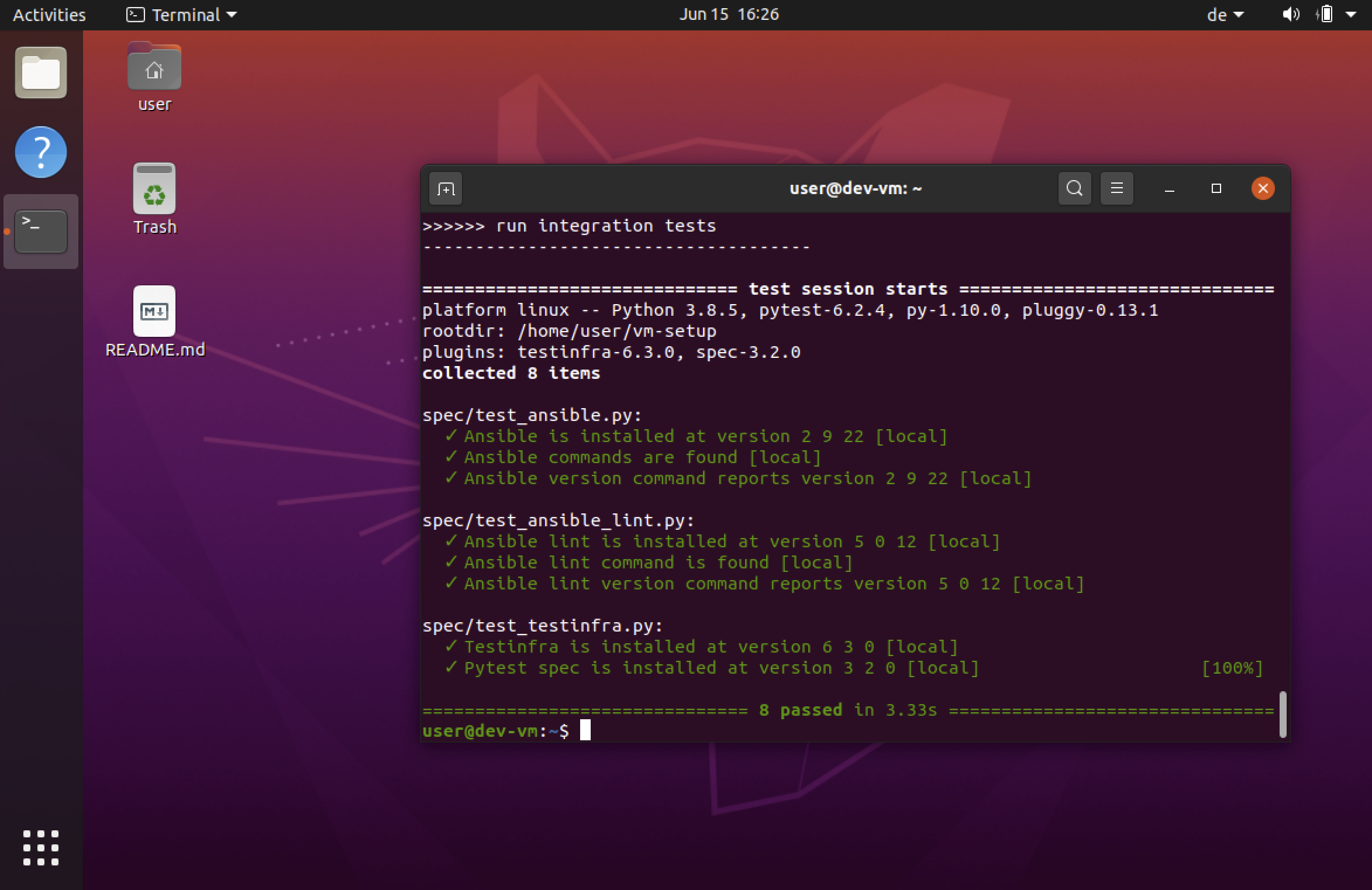 Linux Developer VM Screenshot