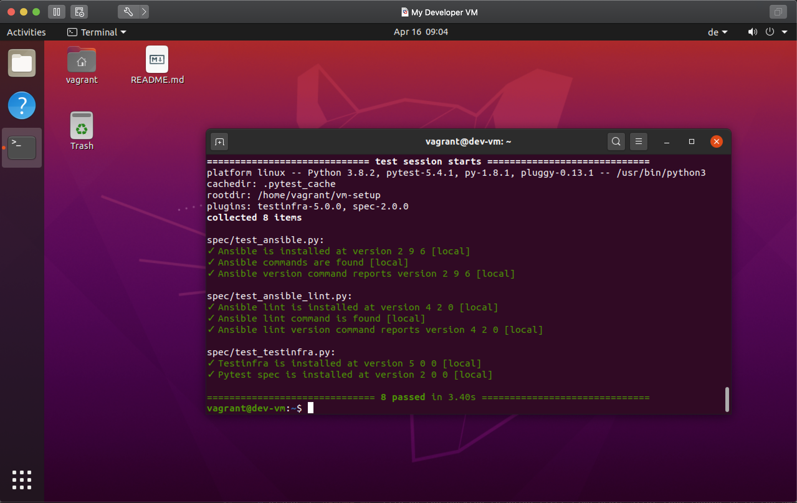 Linux Developer VM Screenshot
