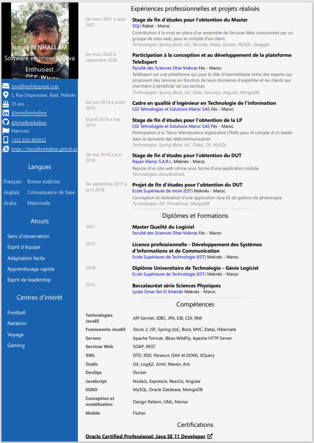 GitHub - ismailbenhallam/resume-generator: Resume Generator developed ...
