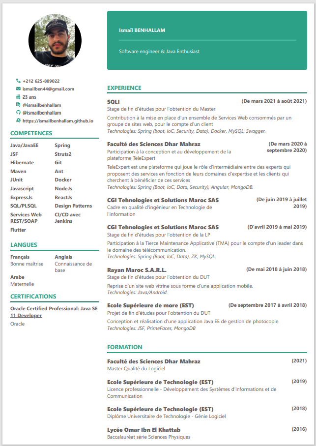 GitHub - ismailbenhallam/resume-generator: Resume Generator developed ...