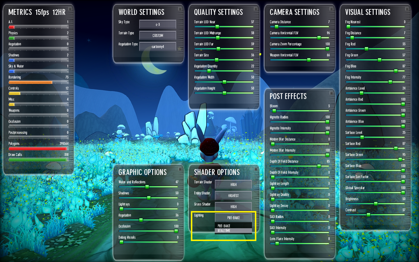 The SHADER OPTIONS settings - Lighting = REALTIME: are not saved ...