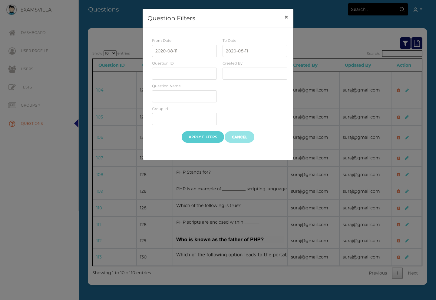 question-filter