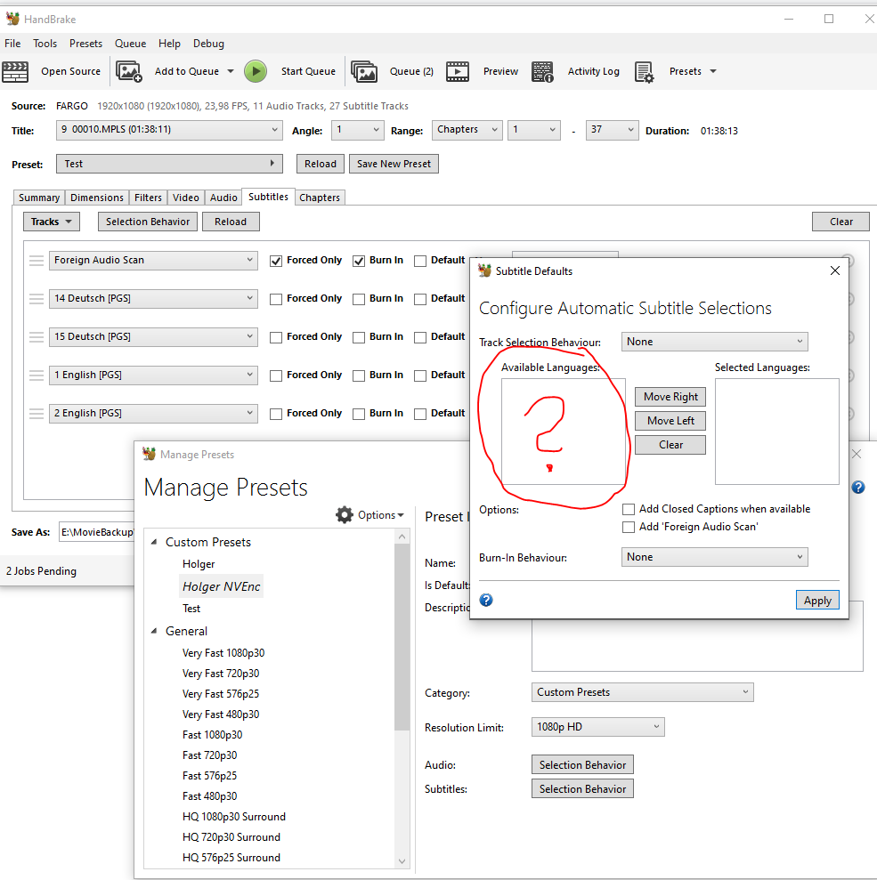 form Subtitle Defaults does not show any available language · Issue