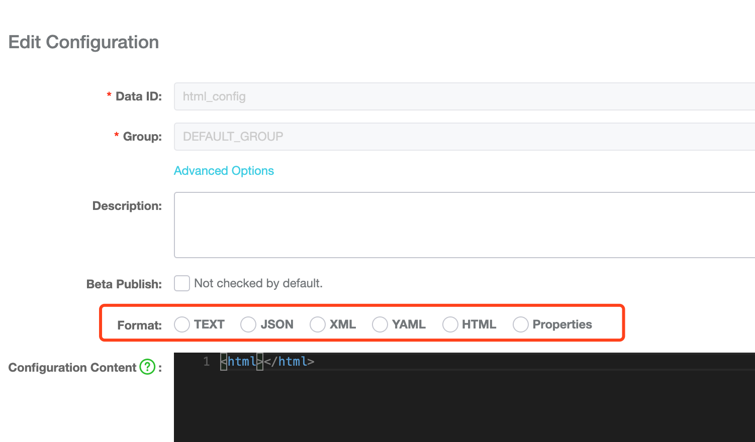 There is a bug in the console to add HTML type configuration · Issue ...