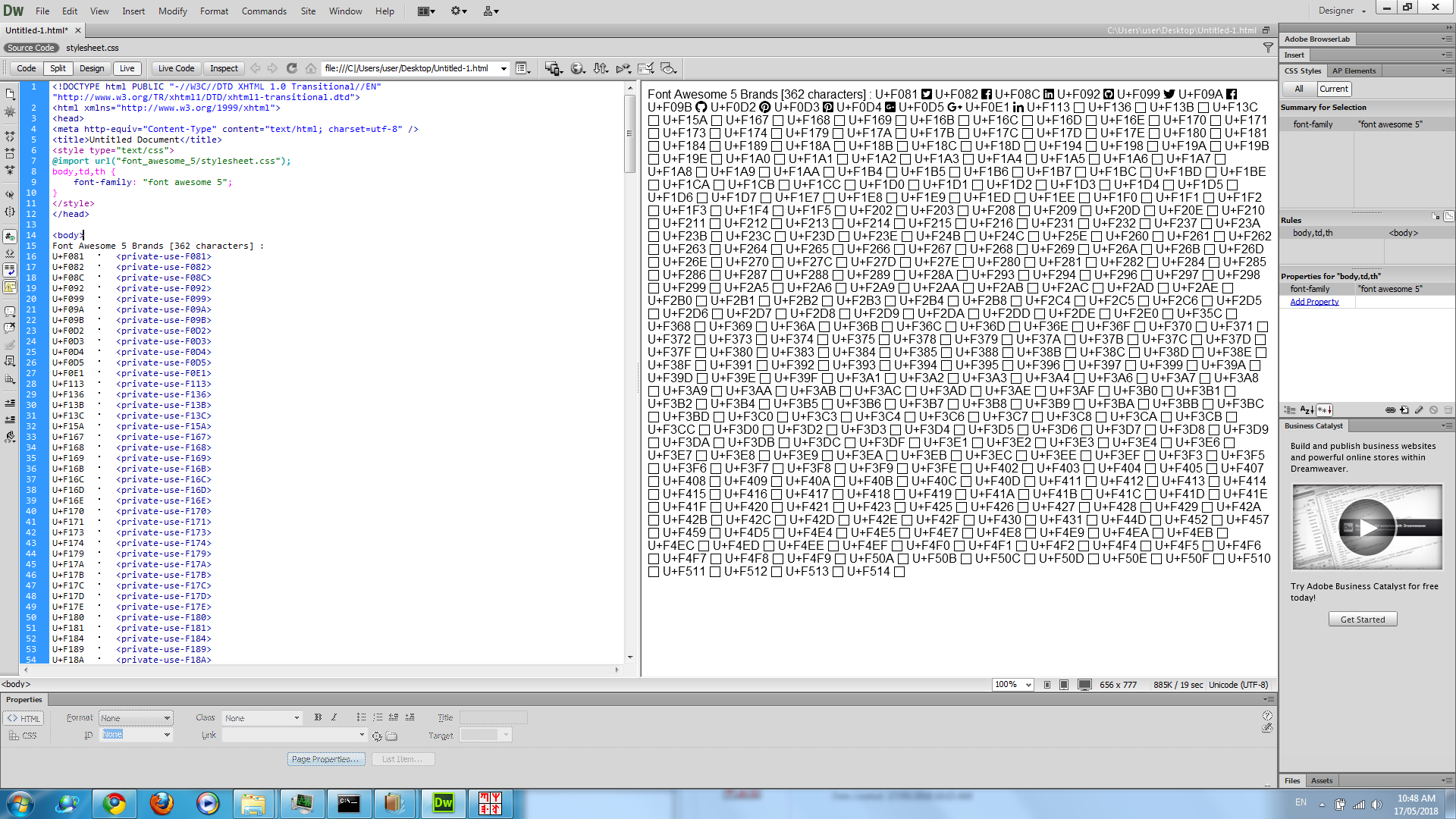webfonts dreamweaver