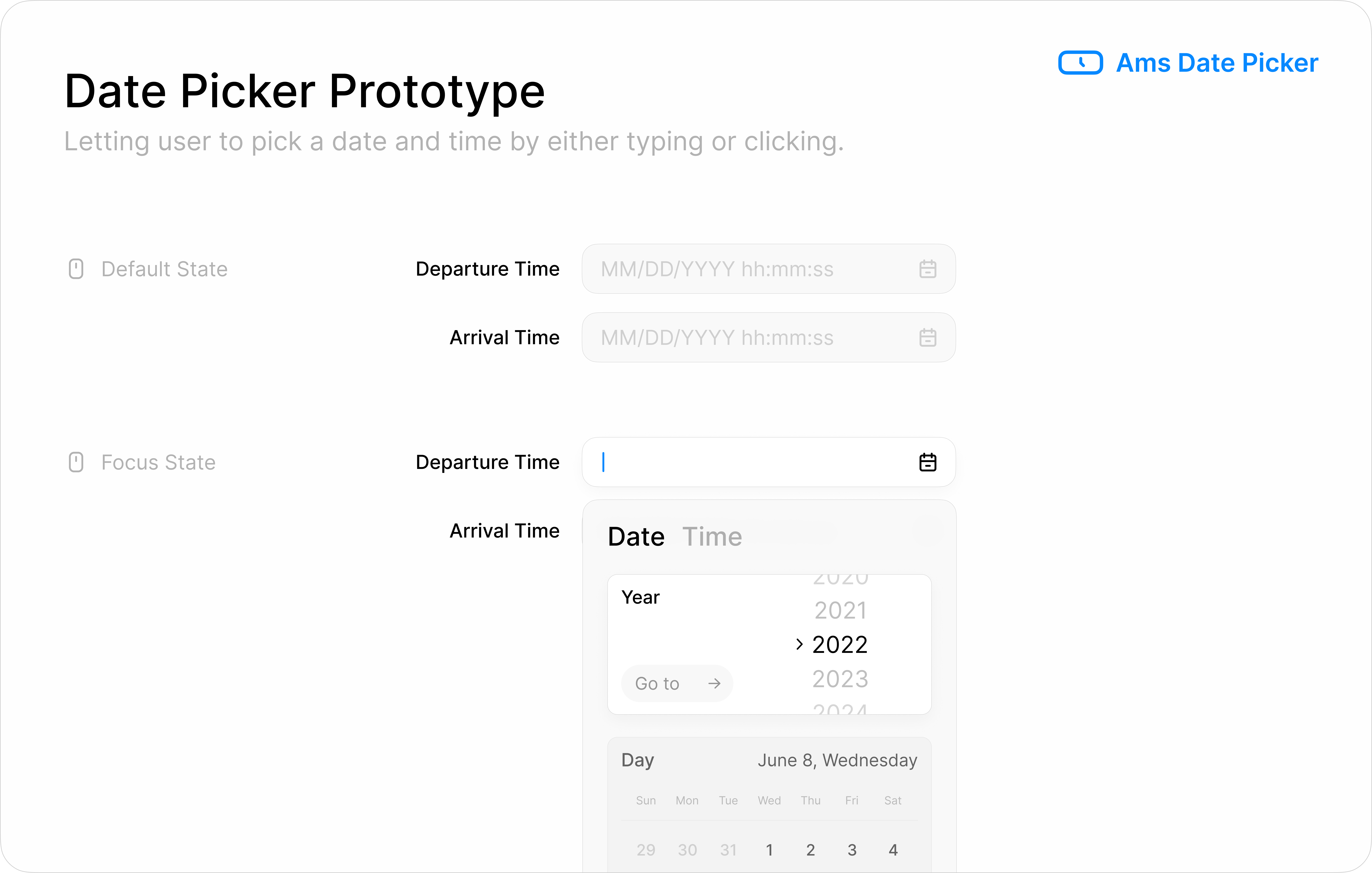 Ams Date Picker Demo