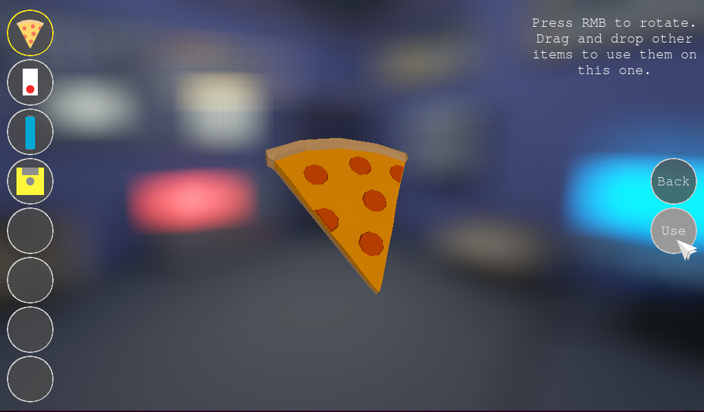 Inventory with the "Use" button