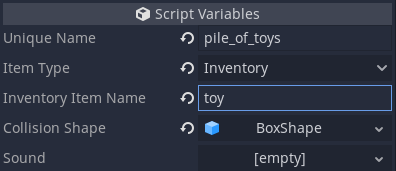 Editor settings for interactive items