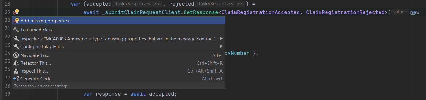 MassTransit.Analyzers code completion does not work · Issue #2154 ...