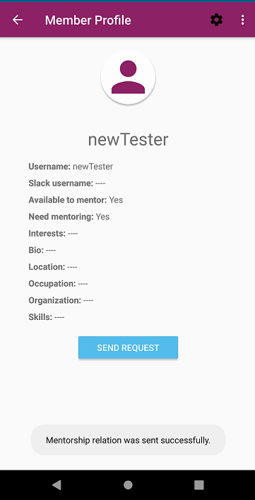request sent successfully