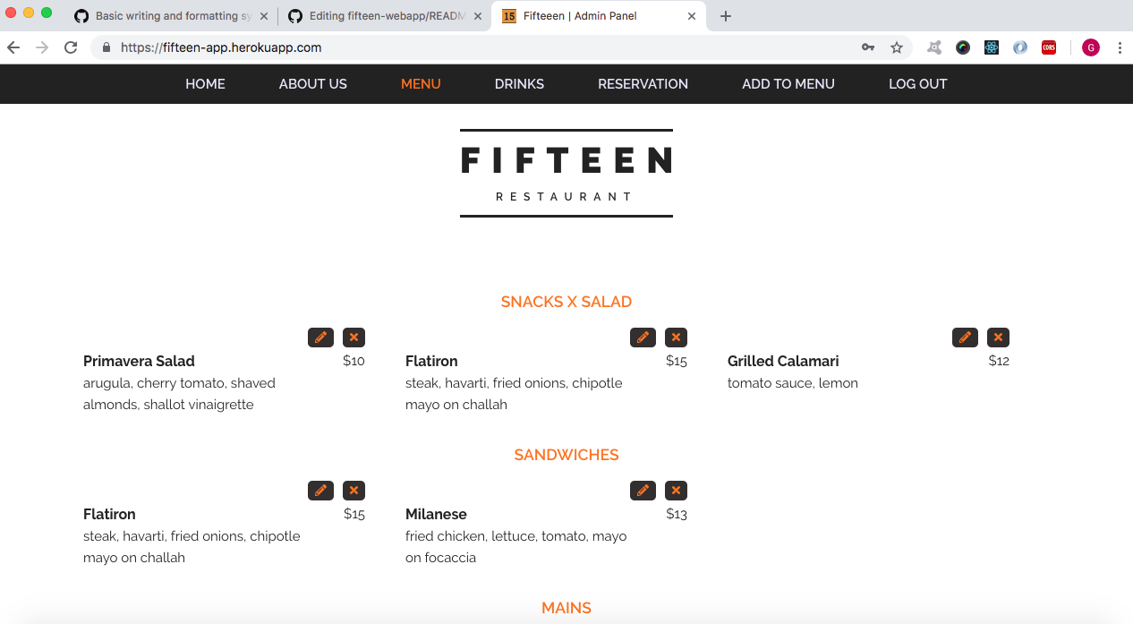 GitHub - Gilbert1391/fifteen-webapp: Restaurant webapp built with the ...