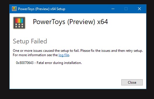 Update failed · Issue #19588 · microsoft/PowerToys · GitHub