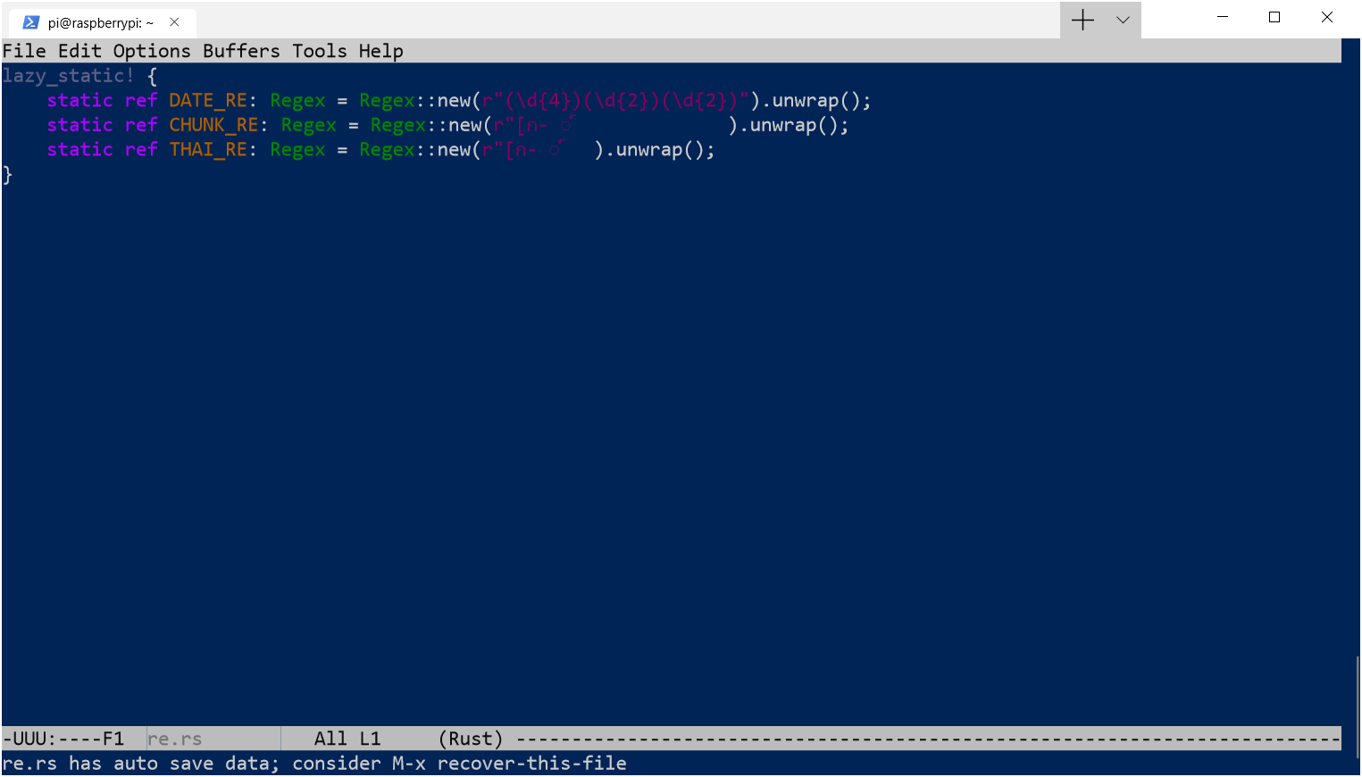Windows Terminal does not display a line with Thai text in Emacs ...