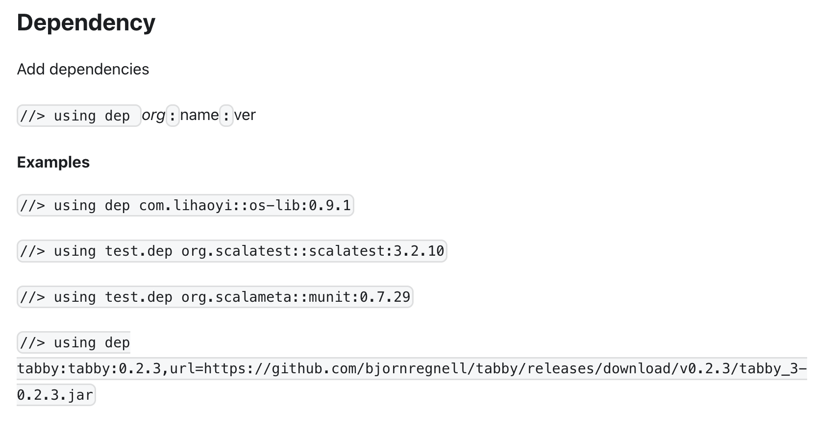 Docs Improve using Dep Section Issue 2234 VirtusLab scala Docs Improve using Dep Section Issue 2234 VirtusLab scala