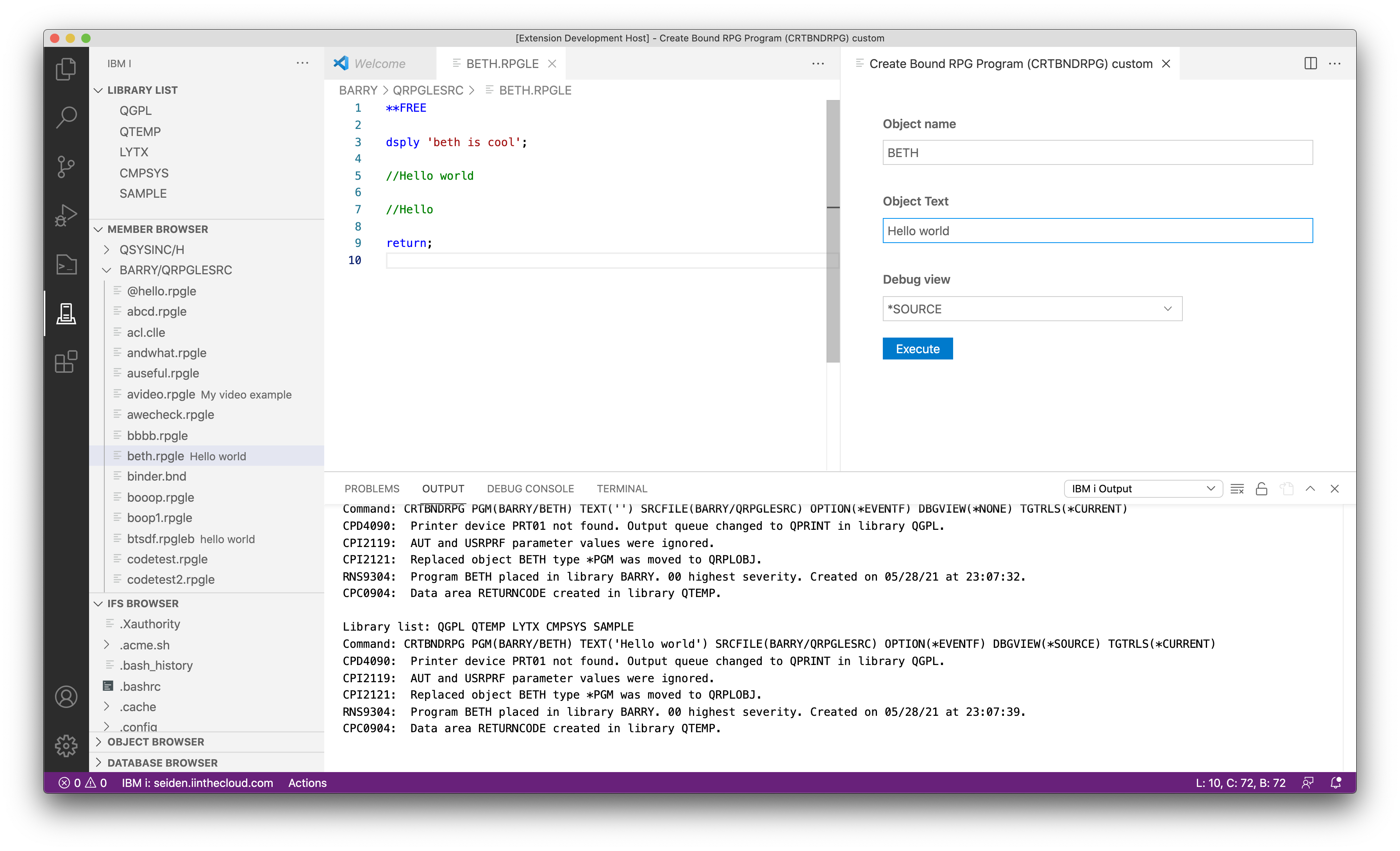 Command window to support dropdown · Issue #144 · codefori/vscode-ibmi ...