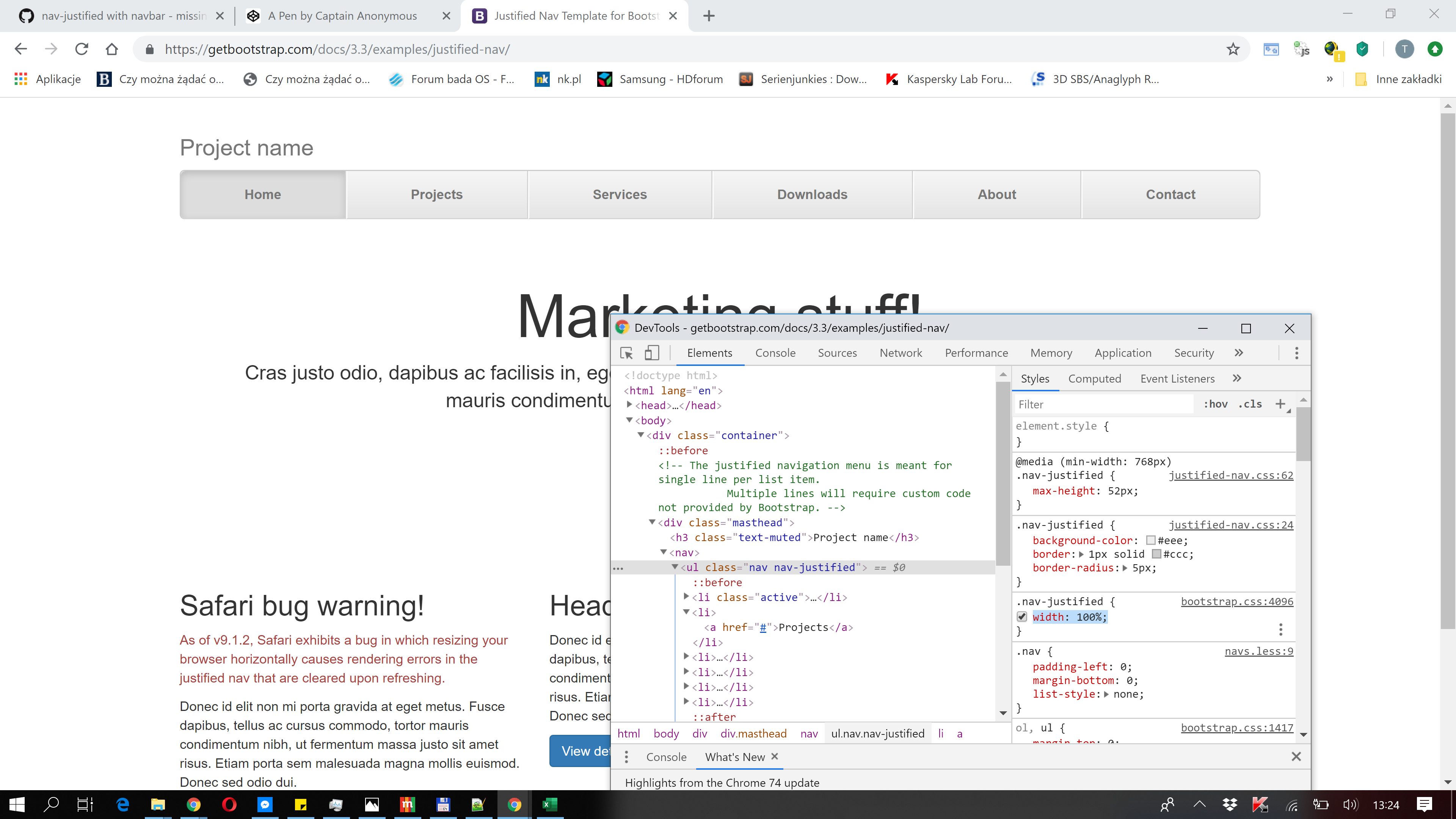 nav-justified with navbar - missing info in documentation · Issue ...