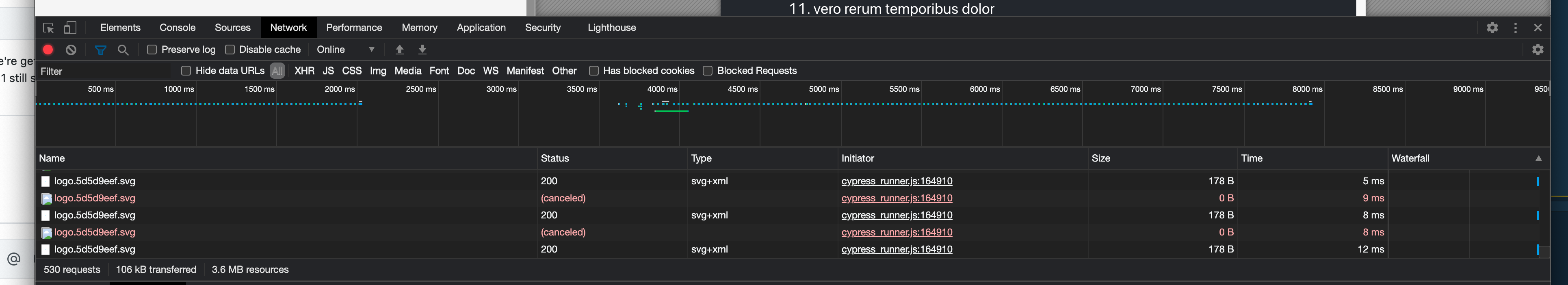 Bunch of canceled requests and performance affected in new Cypress