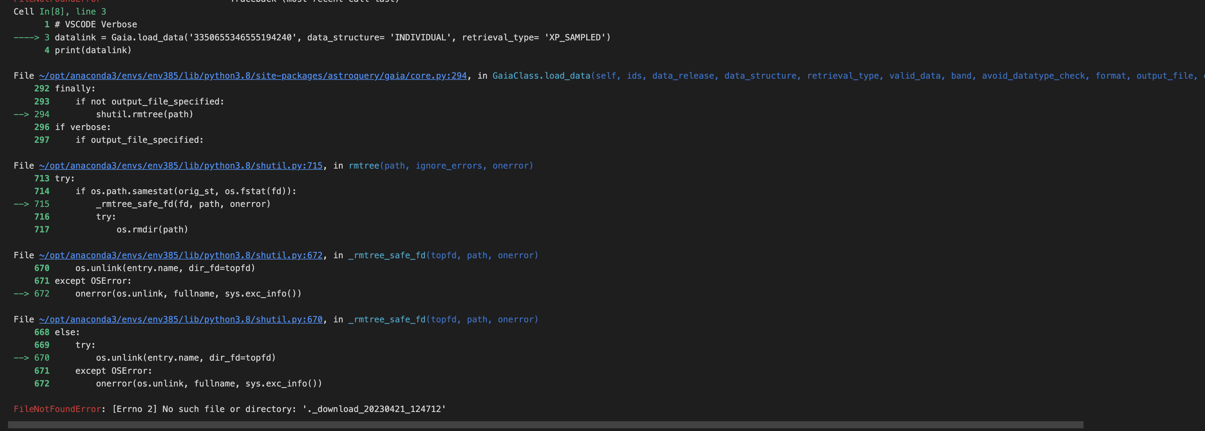 M1 iMac - Gaia.load_data ValueError: 1:0: not well-formed (invalid ...
