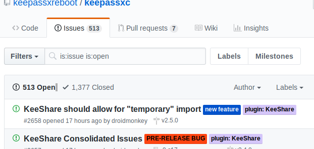 keepassxc github issues