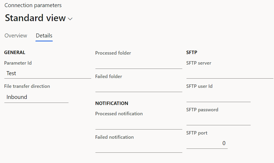 connection parameters details