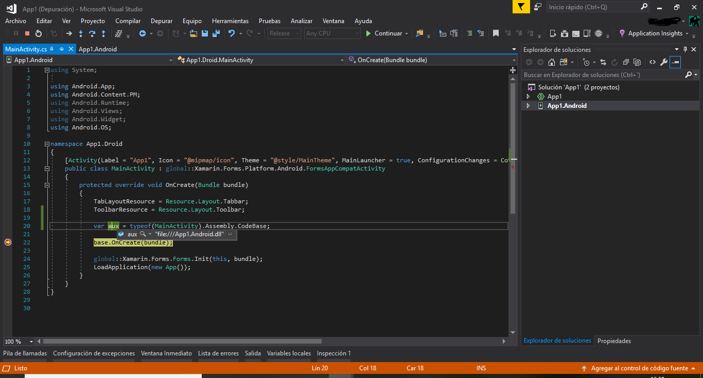 Unable to get the path of an assembly with Xamarin.Android in release ...
